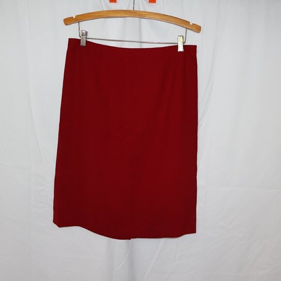 Unbranded Lined Polyester Skirt Kick Pleat Side Zip Hidden Cranberry - Picture 1 of 11